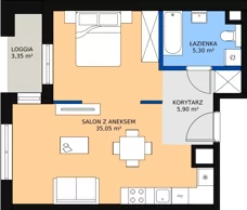 1 pokój, apartament 46,71 m², piętro 1, oferta nr 11, Biała Kamienica, Łódź, Śródmieście, Osiedle Katedralna, ul. Więckowskiego 12