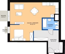 1 pokój, apartament 60,69 m², piętro 4, oferta nr 43, Biała Kamienica, Łódź, Śródmieście, Osiedle Katedralna, ul. Więckowskiego 12