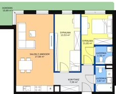 3 pokoje, mieszkanie 65,92 m², parter, oferta nr 2, Strumykowa, Warszawa, Białołęka, Nowodwory, ul. Strumykowa