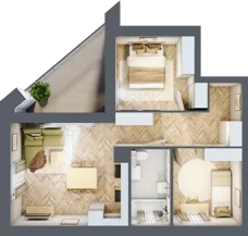 3 pokoje, mieszkanie 48,91 m², piętro 2, oferta nr F1/P2/3, Osiedle Jodłowa etap III, Oława, ul. Jodłowa 46