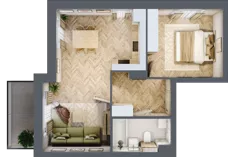 2 pokoje, mieszkanie 43,85 m², piętro 3, oferta nr F1/P3/8, Osiedle Jodłowa etap III, Oława, ul. Jodłowa 46