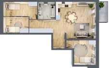 4 pokoje, mieszkanie 66,81 m², piętro 3, oferta nr LM.37, Osiedle Centrum Park, Legnica, ul. Mickiewicza 44/45