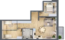 4 pokoje, mieszkanie 66,24 m², piętro 3, oferta nr LM.15, Osiedle Centrum Park, Legnica, ul. Mickiewicza 44/45