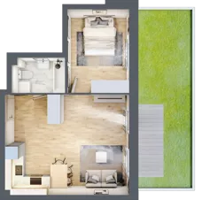 2 pokoje, mieszkanie 42,79 m², parter, oferta nr LM.4, Osiedle Centrum Park, Legnica, ul. Mickiewicza 44/45