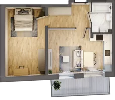 2 pokoje, mieszkanie 42,86 m², piętro 3, oferta nr LM.53, Osiedle Centrum Park, Legnica, ul. Mickiewicza 44/45