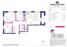 4 pokoje, mieszkanie 65,26 m², piętro 2, oferta nr M 2.01, Home Factory etap III, Warszawa, Praga Północ, Pelcowizna, ul. Kotsisa