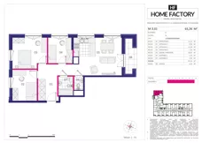 4 pokoje, mieszkanie 65,26 m², piętro 3, oferta nr M 3.01, Home Factory etap III, Warszawa, Praga Północ, Pelcowizna, ul. Kotsisa