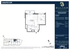 2 pokoje, apartament 47,32 m², piętro 3, oferta nr B.4.04, Bulvar Apartments, Gdańsk, Przymorze, ul. Czarny Dwór