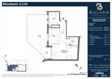 3 pokoje, apartament 64,68 m², piętro 1, oferta nr E.2.01, Bulvar Apartments, Gdańsk, Przymorze, ul. Czarny Dwór