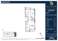 4 pokoje, apartament 91,53 m², piętro 5, oferta nr B.6.01, Bulvar Apartments, Gdańsk, Przymorze, ul. Czarny Dwór