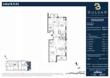 4 pokoje, apartament 95,20 m², piętro 8, oferta nr B.9.01, Bulvar Apartments, Gdańsk, Przymorze, ul. Czarny Dwór