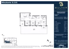 4 pokoje, apartament 96,78 m², piętro 1, oferta nr D.2.01, Bulvar Apartments, Gdańsk, Przymorze, ul. Czarny Dwór