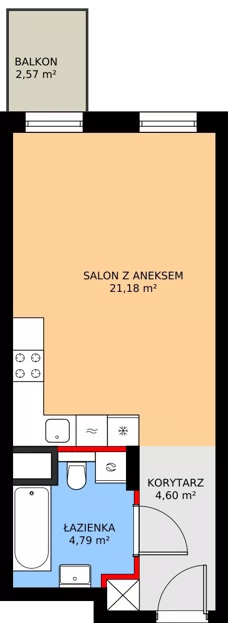 1 pokój, apartament inwestycyjny 30,57 m², piętro 3, oferta nr MU.3.24, Marimonte, Warszawa, Bielany, Marymont-Kaskada, ul. Marymoncka 4