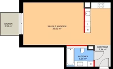 1 pokój, apartament inwestycyjny 43,41 m², piętro 2, oferta nr MU.2.18, Marimonte, Warszawa, Bielany, Marymont-Kaskada, ul. Marymoncka 4