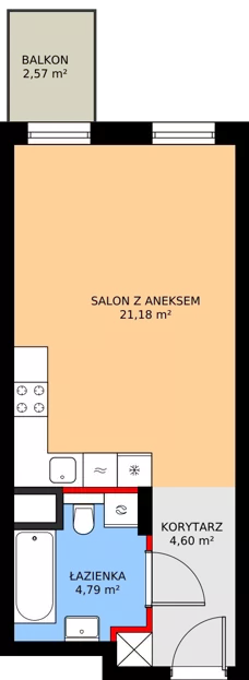 1 pokój, apartament inwestycyjny 30,57 m², piętro 2, oferta nr MU.2.23, Marimonte, Warszawa, Bielany, Marymont-Kaskada, ul. Marymoncka 4