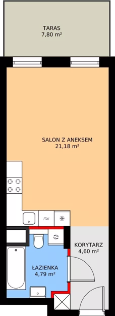 1 pokój, apartament inwestycyjny 30,57 m², piętro 1, oferta nr MU.1.19, Marimonte, Warszawa, Bielany, Marymont-Kaskada, ul. Marymoncka 4