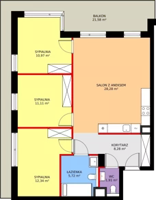 4 pokoje, apartament inwestycyjny 78,61 m², piętro 2, oferta nr MU.2.30, Marimonte, Warszawa, Bielany, Marymont-Kaskada, ul. Marymoncka 4