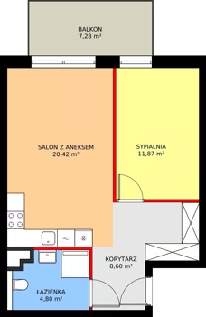 2 pokoje, apartament inwestycyjny 45,69 m², piętro 5, oferta nr MU.5.13, Marimonte, Warszawa, Bielany, Marymont-Kaskada, ul. Marymoncka 4