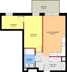 2 pokoje, apartament inwestycyjny 52,10 m², piętro 1, oferta nr MU.1.18, Marimonte, Warszawa, Bielany, Marymont-Kaskada, ul. Marymoncka 4