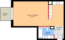 1 pokój, apartament inwestycyjny 43,41 m², piętro 3, oferta nr MU.3.19, Marimonte, Warszawa, Bielany, Marymont-Kaskada, ul. Marymoncka 4