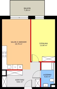 2 pokoje, apartament inwestycyjny 47,81 m², piętro 1, oferta nr MU.1.17, Marimonte, Warszawa, Bielany, Marymont-Kaskada, ul. Marymoncka 4