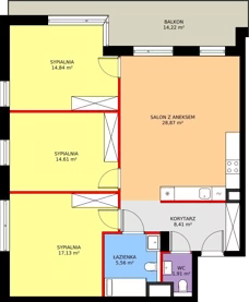 4 pokoje, apartament inwestycyjny 91,33 m², piętro 1, oferta nr MU.1.29, Marimonte, Warszawa, Bielany, Marymont-Kaskada, ul. Marymoncka 4