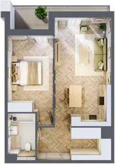 2 pokoje, apartament 49,61 m², piętro 1, oferta nr M.1.2, Marimonte - Apartamenty Mieszkalne, Warszawa, Bielany, Marymont-Kaskada, ul. Marymoncka 4
