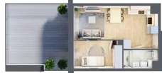 2 pokoje, mieszkanie 33,43 m², piętro 1, oferta nr MA037, ale!KEN, Warszawa, Ursynów, Ursynów Centrum, ul. Indiry Gandhi 7