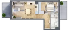 2 pokoje, mieszkanie 43,41 m², piętro 2, oferta nr MA043, ale!KEN, Warszawa, Ursynów, Ursynów Centrum, ul. Indiry Gandhi 7