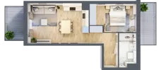 2 pokoje, mieszkanie 43,33 m², piętro 1, oferta nr MA038, ale!KEN, Warszawa, Ursynów, Ursynów Centrum, ul. Indiry Gandhi 7