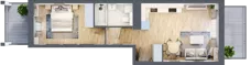 2 pokoje, mieszkanie 42,89 m², piętro 4, oferta nr A4/05, Orzechowa 2, Warszawa, Włochy, Okęcie, ul. Orzechowa 1