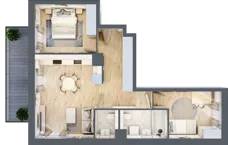 3 pokoje, mieszkanie 59,29 m², piętro 1, oferta nr B1/01, Orzechowa 2, Warszawa, Włochy, Okęcie, ul. Orzechowa 1