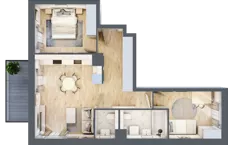 3 pokoje, mieszkanie 59,29 m², piętro 2, oferta nr B2/01, Orzechowa 2, Warszawa, Włochy, Okęcie, ul. Orzechowa 1