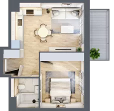 2 pokoje, mieszkanie 39,28 m², piętro 2, oferta nr B2/07, Orzechowa 2, Warszawa, Włochy, Okęcie, ul. Orzechowa 1