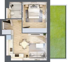 2 pokoje, mieszkanie 39,28 m², parter, oferta nr B0/02, Orzechowa 2, Warszawa, Włochy, Okęcie, ul. Orzechowa 1