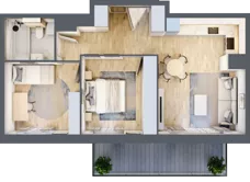 3 pokoje, mieszkanie 56,12 m², piętro 5, oferta nr B5/02, Orzechowa 2, Warszawa, Włochy, Okęcie, ul. Orzechowa 1