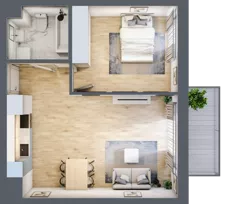 2 pokoje, apartament 46,28 m², piętro 1, oferta nr C-15, Cieszyńska 9, Kraków, Stare Miasto, Łobzów, ul. Cieszyńska 9