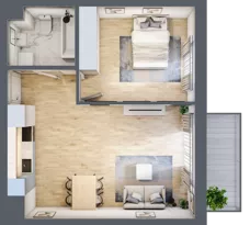 2 pokoje, mieszkanie 46,38 m², piętro 2, oferta nr C-28, Cieszyńska 9, Kraków, Stare Miasto, Łobzów, ul. Cieszyńska 9