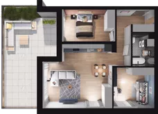 3 pokoje, mieszkanie 63,60 m², parter, oferta nr A2, Apartamenty Tabelowa, Łódź, Górna, ul. Tabelowa 27
