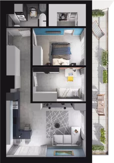 3 pokoje, mieszkanie 64,00 m², piętro 1, oferta nr A7, Apartamenty Tabelowa, Łódź, Górna, ul. Tabelowa 27