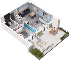 2 pokoje, mieszkanie 45,90 m², parter, oferta nr A3, Apartamenty Tabelowa, Łódź, Górna, ul. Tabelowa 27