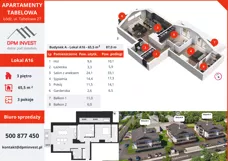 3 pokoje, mieszkanie 65,50 m², piętro 3, oferta nr A16, Apartamenty Tabelowa, Łódź, Górna, ul. Tabelowa 27