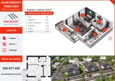 3 pokoje, mieszkanie 62,90 m², piętro 1, oferta nr A4, Apartamenty Tabelowa, Łódź, Górna, ul. Tabelowa 27