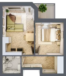 2 pokoje, apartament 31,69 m², piętro 1, oferta nr M7, Kwiatowa Apartamenty, Gdańsk, Wyspa Sobieszewska, ul. Kwiatowa