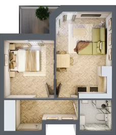 2 pokoje, apartament 35,94 m², piętro 1, oferta nr M16, Kwiatowa Apartamenty, Gdańsk, Wyspa Sobieszewska, ul. Kwiatowa
