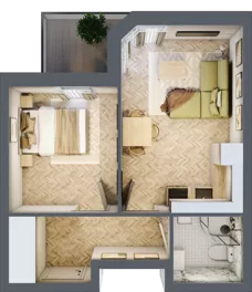 2 pokoje, apartament 35,74 m², piętro 2, oferta nr M26, Kwiatowa Apartamenty, Gdańsk, Wyspa Sobieszewska, ul. Kwiatowa