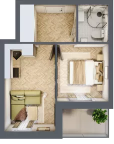 2 pokoje, apartament 28,19 m², piętro 1, oferta nr M12, Kwiatowa Apartamenty, Gdańsk, Wyspa Sobieszewska, ul. Kwiatowa