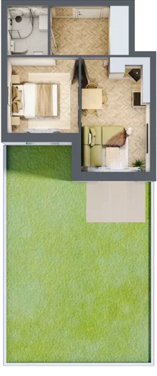 2 pokoje, apartament 28,58 m², parter, oferta nr M3, Kwiatowa Apartamenty, Gdańsk, Wyspa Sobieszewska, ul. Kwiatowa