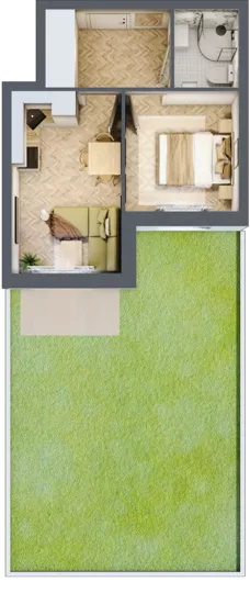 2 pokoje, apartament 28,41 m², parter, oferta nr M4, Kwiatowa Apartamenty, Gdańsk, Wyspa Sobieszewska, ul. Kwiatowa