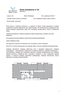 2 pokoje, apartament inwestycyjny 58,48 m², piętro 2, oferta nr 20, Klimaty Bałtyku, Dziwnów, ul. Daglezji 93-94